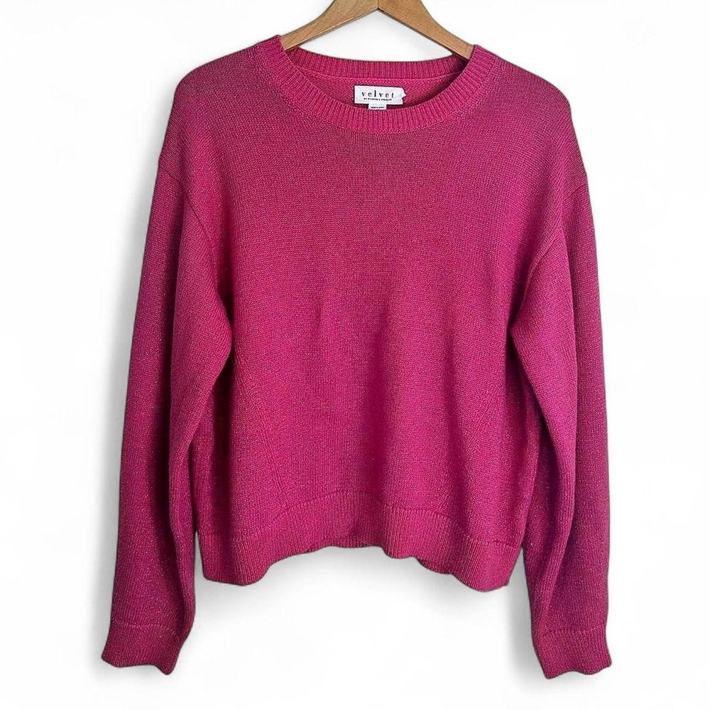 Anthropologie Velvet Women's Fuchsia PINK Crew Neck Sweater | Small